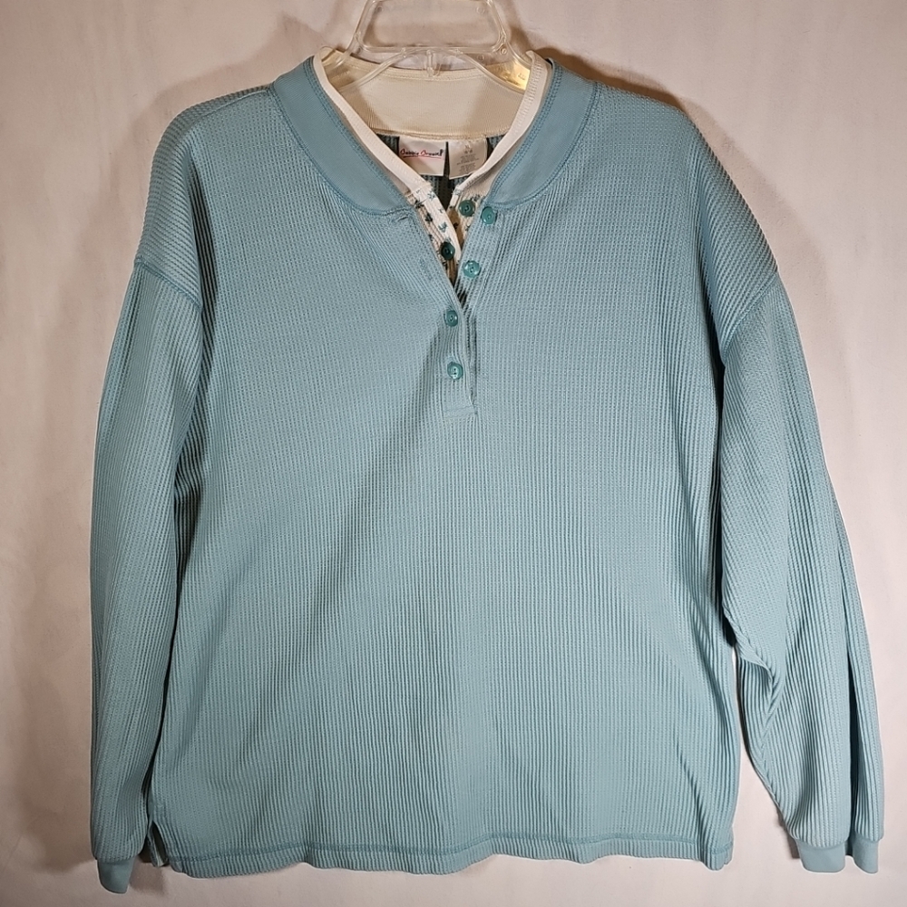 Teal Long Sleeve Henley Shirt